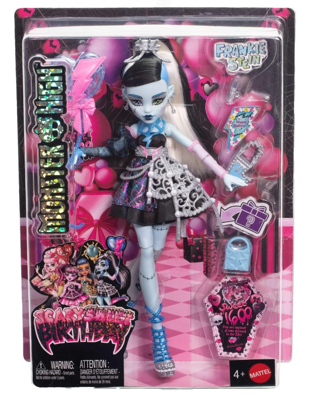 Monster High Frankie Stein Doll - Blue, Black, White, Pink